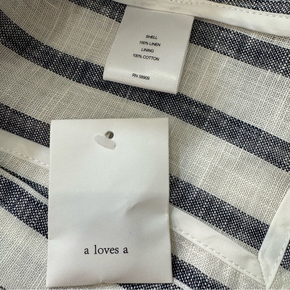 A Loves A Striped Double-Breasted Linen Blazer M - Picture 5 of 6